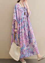 Load image into Gallery viewer, Women O-Neck Print Patchwork Wrinkled Cotton Maxi Dresses Summer