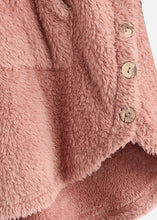 Load image into Gallery viewer, Women Pink Hooded Print Patchwork Teddy Faux Fur Sweatshirts Fall