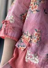 Load image into Gallery viewer, Women Pink Print Patchwork Blouses Half Sleeve