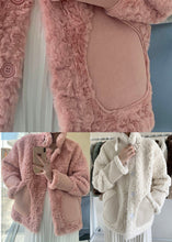 Load image into Gallery viewer, Women Pink Stand Collar Pockets Faux Fur Winter Coats