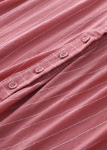 Load image into Gallery viewer, Women Pink V Neck Striped Pockets Linen Vacation Dresses Sleeveless