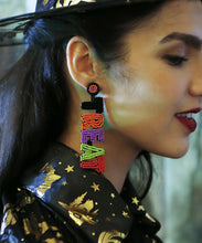 Load image into Gallery viewer, Women Rainbow Hand Knitting Rice Ball Graphic Drop Earrings