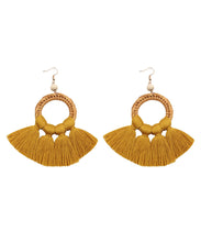 Load image into Gallery viewer, Women Red Hand Woven Tassel Drop Earrings