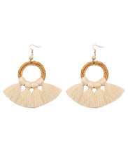 Load image into Gallery viewer, Women Red Hand Woven Tassel Drop Earrings