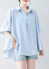 Load image into Gallery viewer, Women Sky Blue Oversized Low High Design Chiffon Shirt Summer