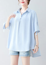 Load image into Gallery viewer, Women Sky Blue Oversized Low High Design Chiffon Shirt Summer