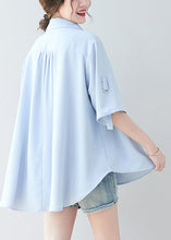 Load image into Gallery viewer, Women Sky Blue Oversized Low High Design Chiffon Shirt Summer