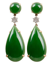 Load image into Gallery viewer, Women Spinach Green Jade Zircon Water Drop Drop Earrings