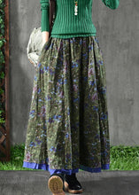 Load image into Gallery viewer, Women Velour Red Floral Skirt Maxi Length