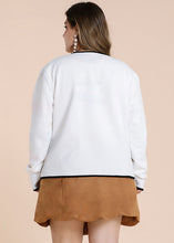 Load image into Gallery viewer, Women White O-Neck Patchwork Pockets Coat Fall