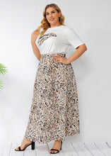 Load image into Gallery viewer, Women White O-Neck Top And Leopard Skirts Cotton Two Piece Set Summer