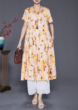 Load image into Gallery viewer, Women Yellow Oversized Print Cotton Robe Dresses Summer