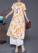 Load image into Gallery viewer, Women Yellow Oversized Print Cotton Robe Dresses Summer