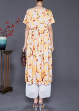 Load image into Gallery viewer, Women Yellow Oversized Print Cotton Robe Dresses Summer