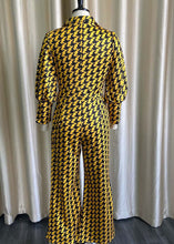 Load image into Gallery viewer, Women Yellow Patchwork Print High Waist Jumpsuit Fall