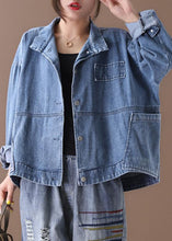 Load image into Gallery viewer, Women stand collar fine casual coats denim blue coats