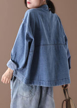 Load image into Gallery viewer, Women stand collar fine casual coats denim blue coats