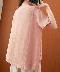 Women v neck clothes For Women Sleeve pink embroidery tops