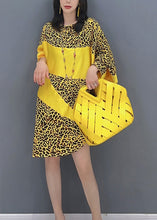 Load image into Gallery viewer, Yellow Leopard Patchwork Long Dresses Long Sleeve