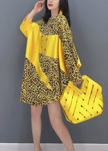 Load image into Gallery viewer, Yellow Leopard Patchwork Long Dresses Long Sleeve