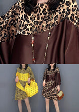 Load image into Gallery viewer, Yellow Leopard Patchwork Long Dresses Long Sleeve