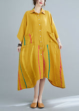 Load image into Gallery viewer, Yellow Peter Pan Collar Button Long Shirts Dress Half Sleeve