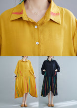 Load image into Gallery viewer, Yellow Peter Pan Collar Button Long Shirts Dress Half Sleeve