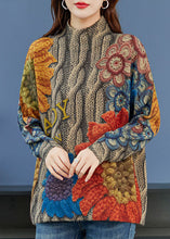 Load image into Gallery viewer, Yellow Print Wool Knit Sweater Tops Chunky Oversized Winter