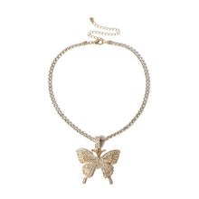 Load image into Gallery viewer, Butterfly pendant necklace rhinestones elegant with crystal chain