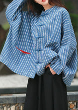 Load image into Gallery viewer, diy denim blue striped clothes For Women Gifts stand collar tops