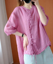 Load image into Gallery viewer, diy pink clothes For Women stand collar asymmetric blouse