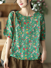 Load image into Gallery viewer, Summer Floral Linen Knited Women T Shirt