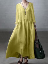 Load image into Gallery viewer, Simple and Loose V-neck Cotton and Linen Dress