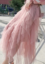 Load image into Gallery viewer, fashion Pink tulle pleated skirt Spring