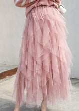 Load image into Gallery viewer, fashion Pink tulle pleated skirt Spring