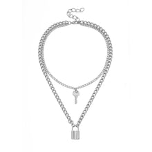 Load image into Gallery viewer, Retro key lock pendant necklaces for women fashion geometric elements