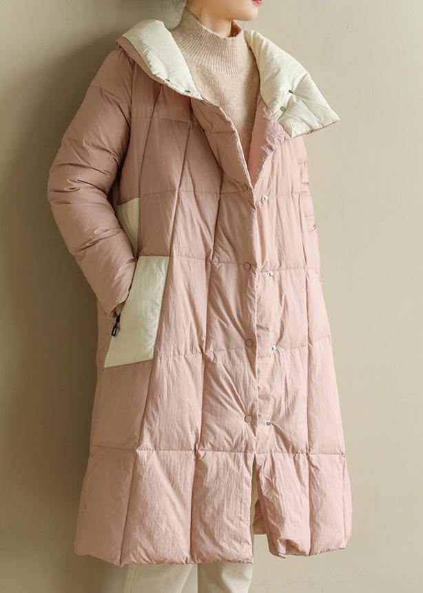 women pink warm winter coat plus size clothing patchwork womens parka stand collar fine coats